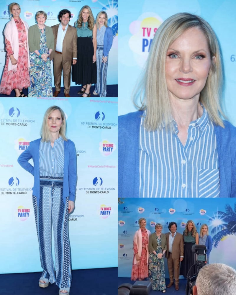 Photo collage of Melissa Sue Anderson with Leslie Landon, Alison Arngrim, Mathew Labyorteaux, and Wendi Lou Lee at Monte-Carlo TV Festival (Manuel Enrique Herreros Fernández-Sancho)