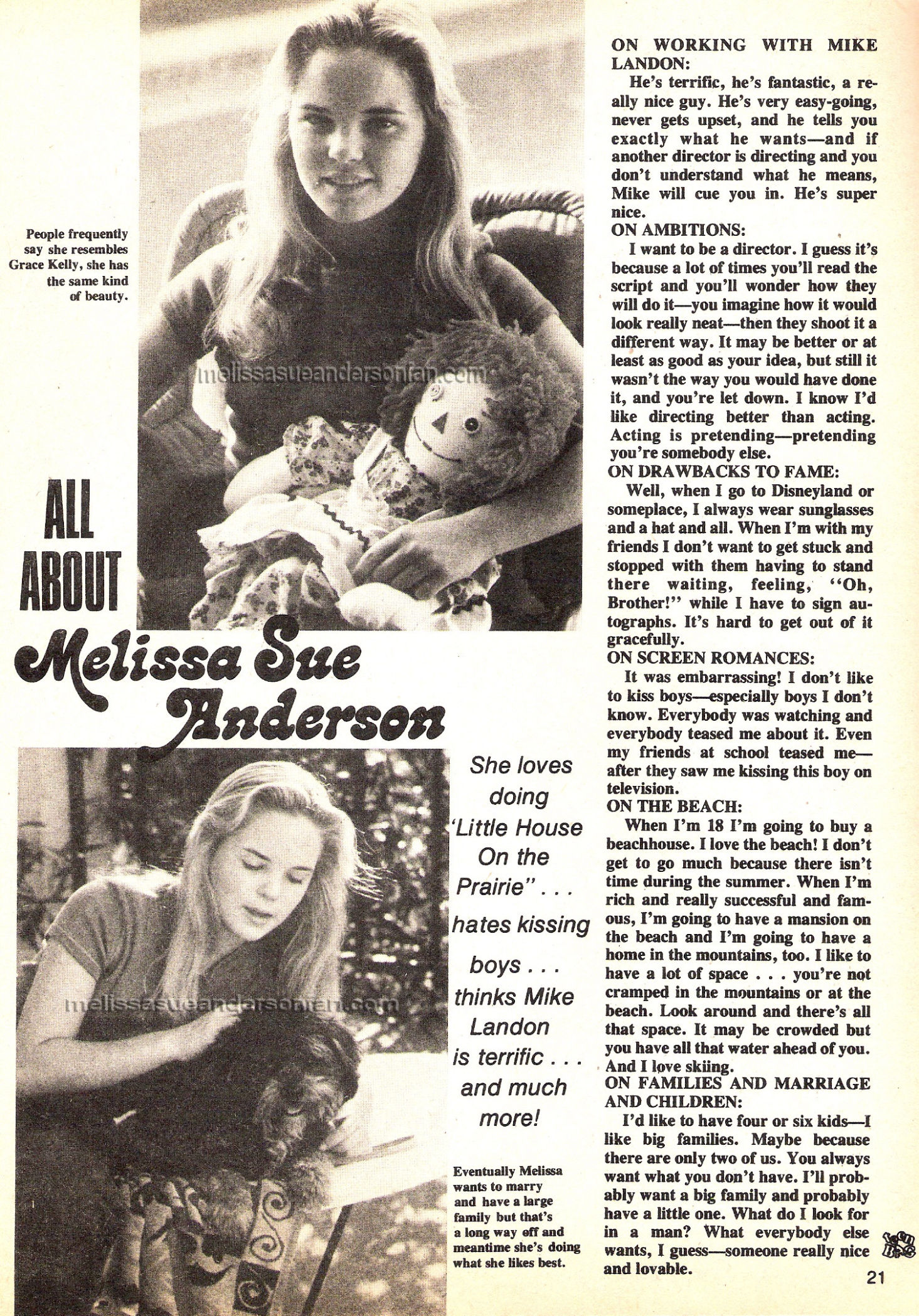 Melissa Sue Anderson Teen Bag 1977